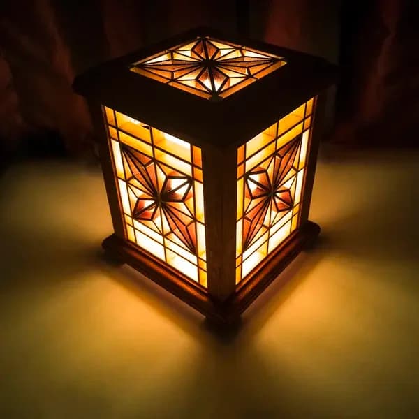 Handmade Kumiko Wooden Table Lamp - Traditional Japanese Woodworking - LED Compatible Decorative Night Light - Unique Home Decor - Image 6