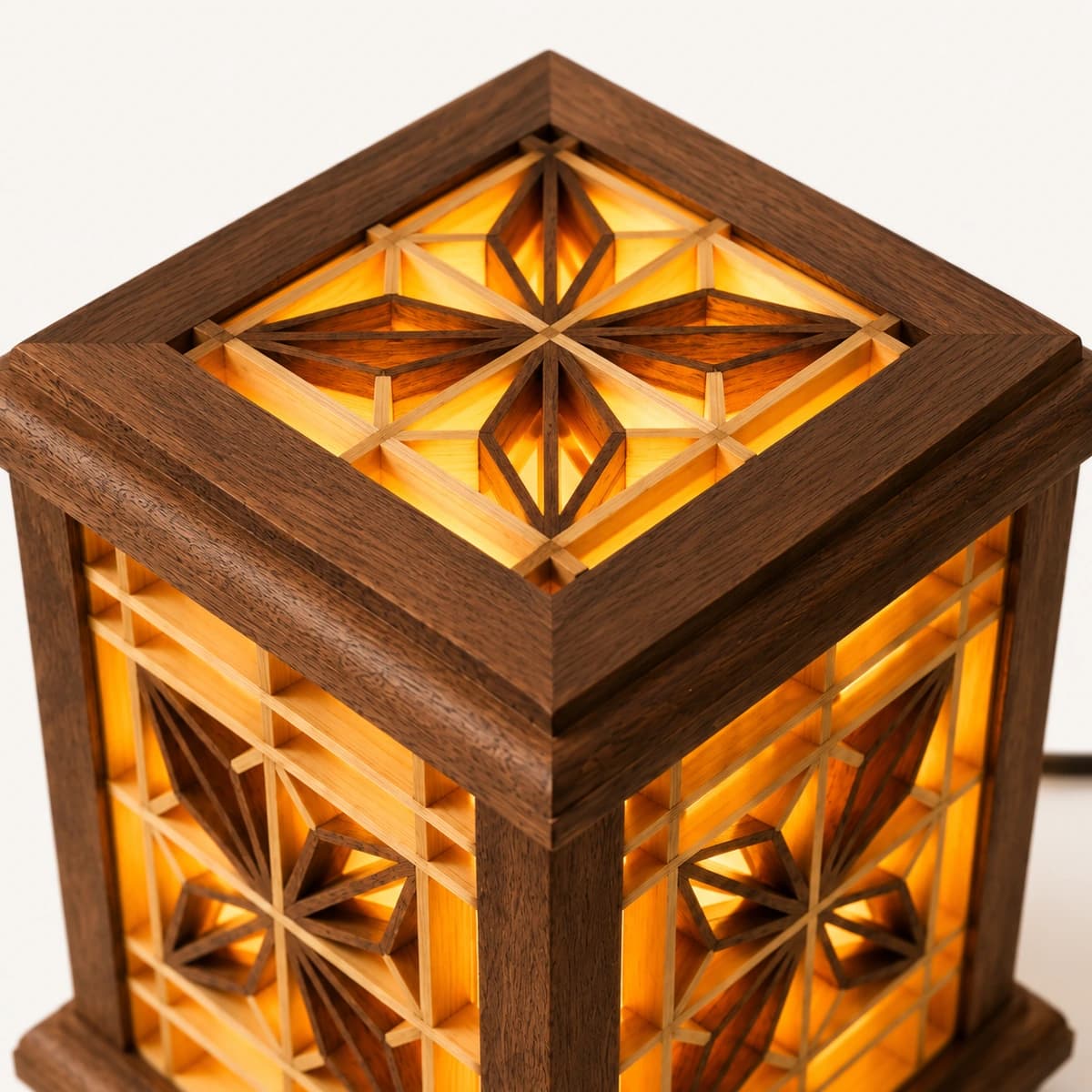 Kumiko lamp top panel detail - traditional joinery